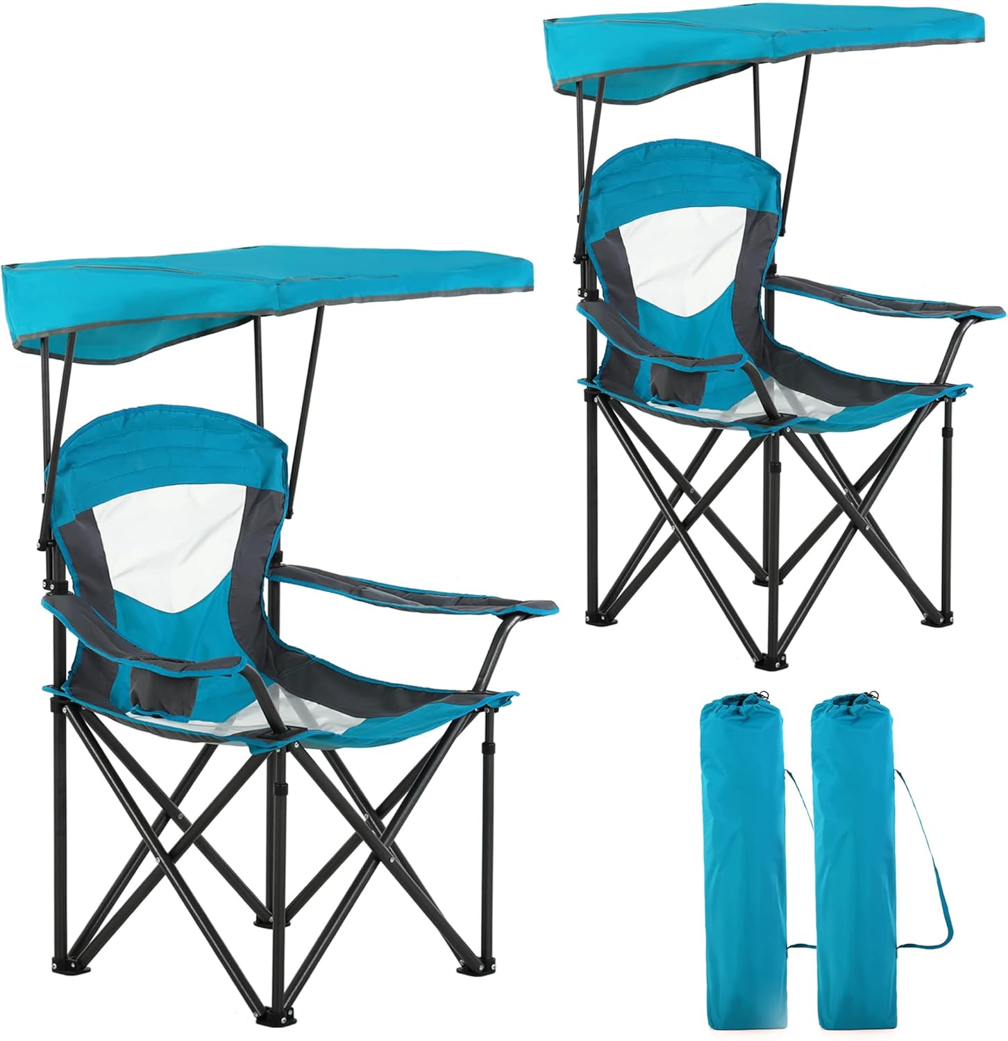 LET'S CAMP Folding Camping Chair with Shade Canopy for Outdoors