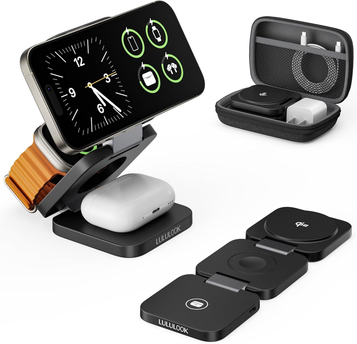 Qi2 Cert. 3-in-1 Fast Charger for iPhone, Apple Watch, AirPods