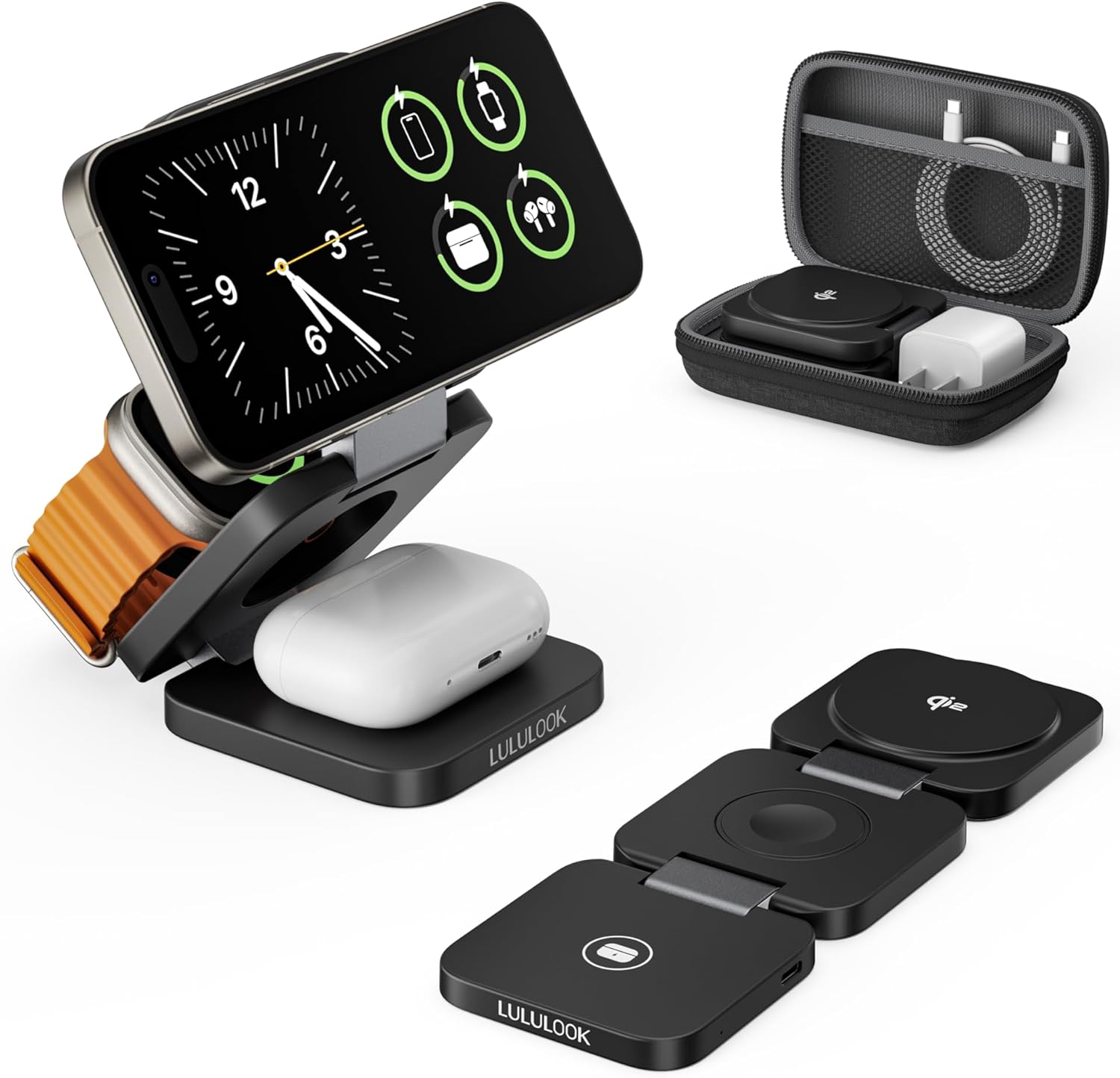 Qi2 Cert. 3-in-1 Fast Charger for iPhone, Apple Watch, AirPods