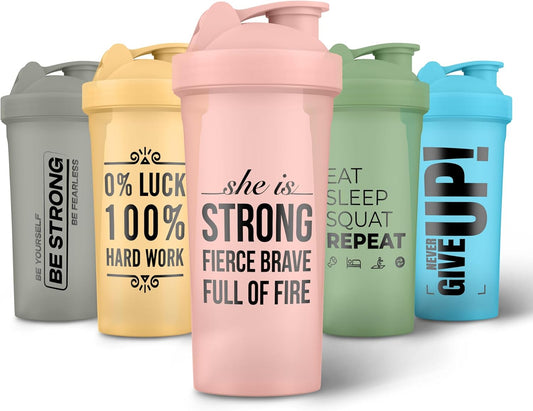 5-Pack JEELA SPORTS Protein Shaker Set - 24oz Blender Cups - Dishwasher Safe