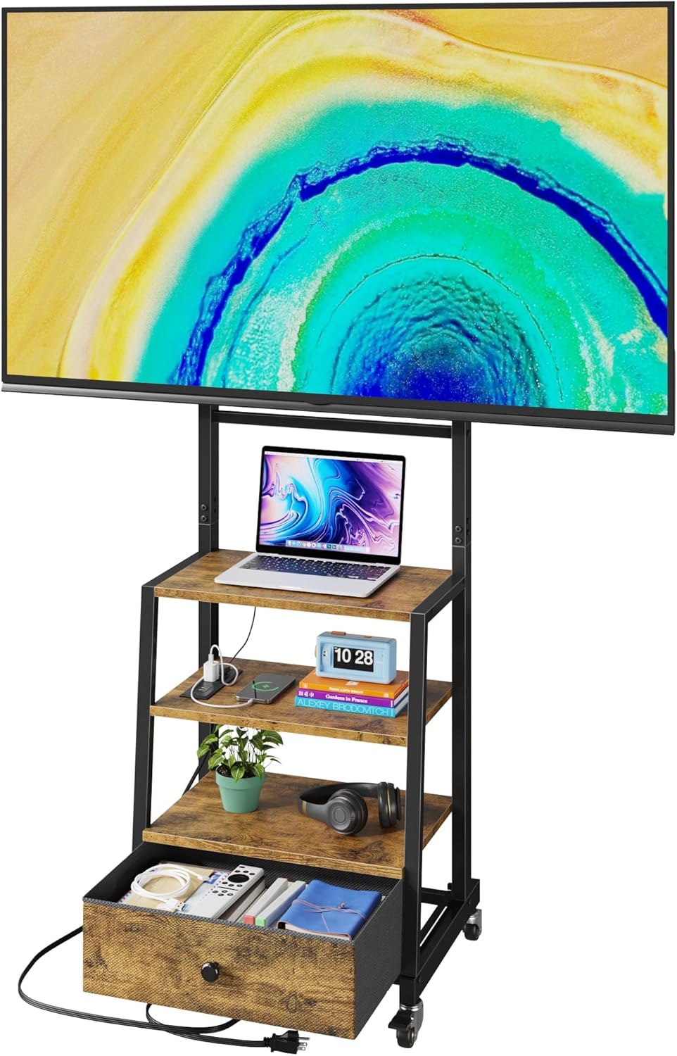 Rolling TV Stand with Wheels and Mount for 32-75 in TVs