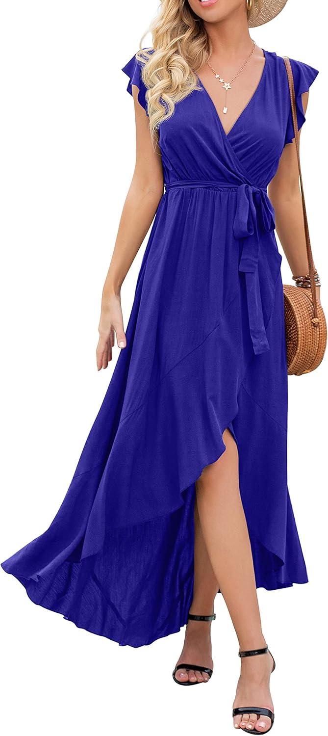 GRECERELLE Women's Boho Floral Print V-Neck Maxi Dress for Events
