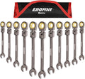 Egofine Flex Head Ratcheting Wrench Set 11 Piece - Compact Metric Set