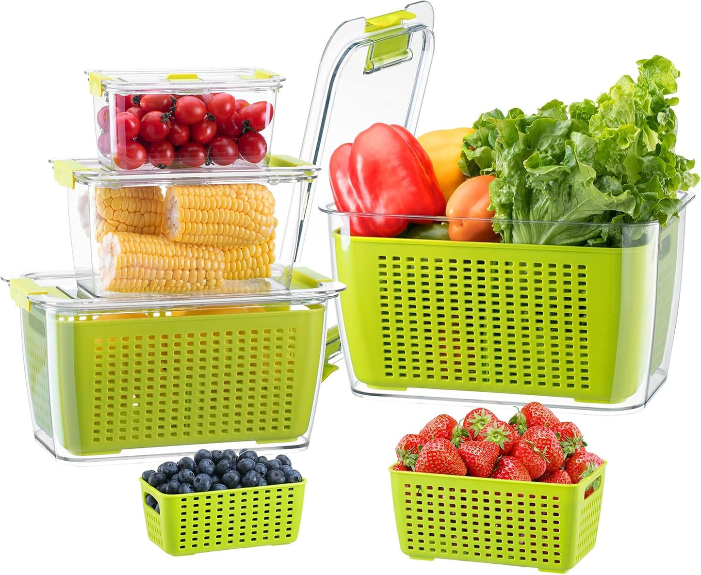 LUXEAR Fresh Storage Containers for Fruits and Vegetables - 4 Pack