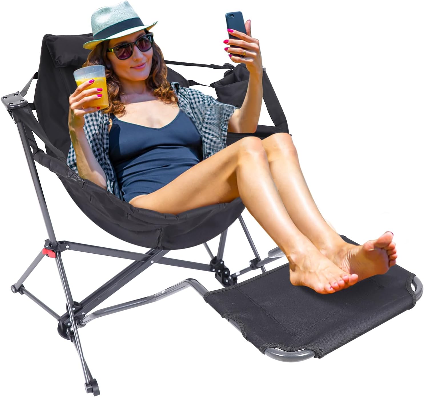 Portable Rocking Hammock Chair, High Back, Footrest