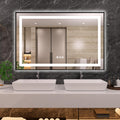 55 in x36 in LED Bathroom Mirror Framed - Double Light, Anti-Fog