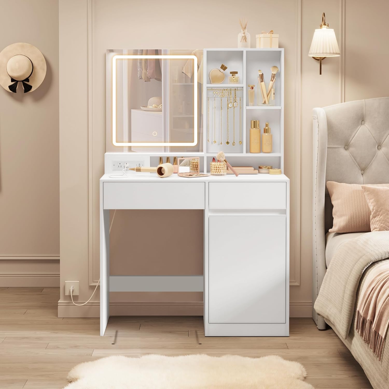 VASAGLE Kailyn Collection 35.4-Inch Vanity Desk with Mirror