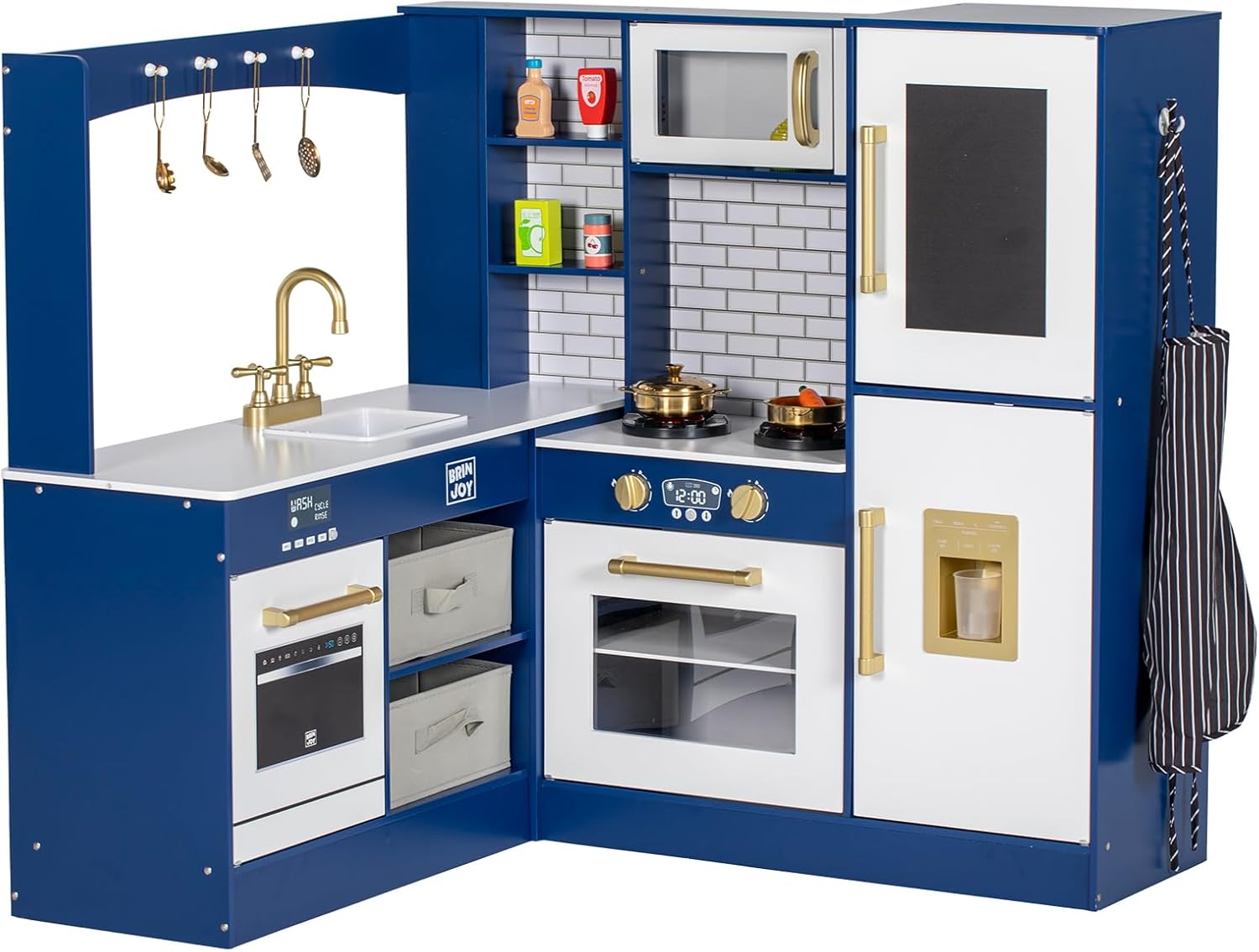 Corner Play Kitchen for Kids with Realistic Cooking Features
