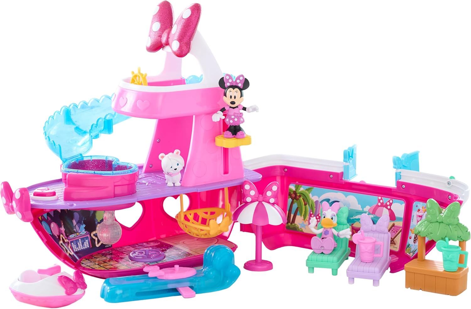 Just Play Minnie Mouse Yacht Playset, Lights & Sounds, 14 Pc Set - Ages 3+