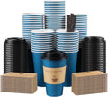 100 Pack 16 oz Coffee Cups with Lids and Sleeves - Sturdy To Go Cups