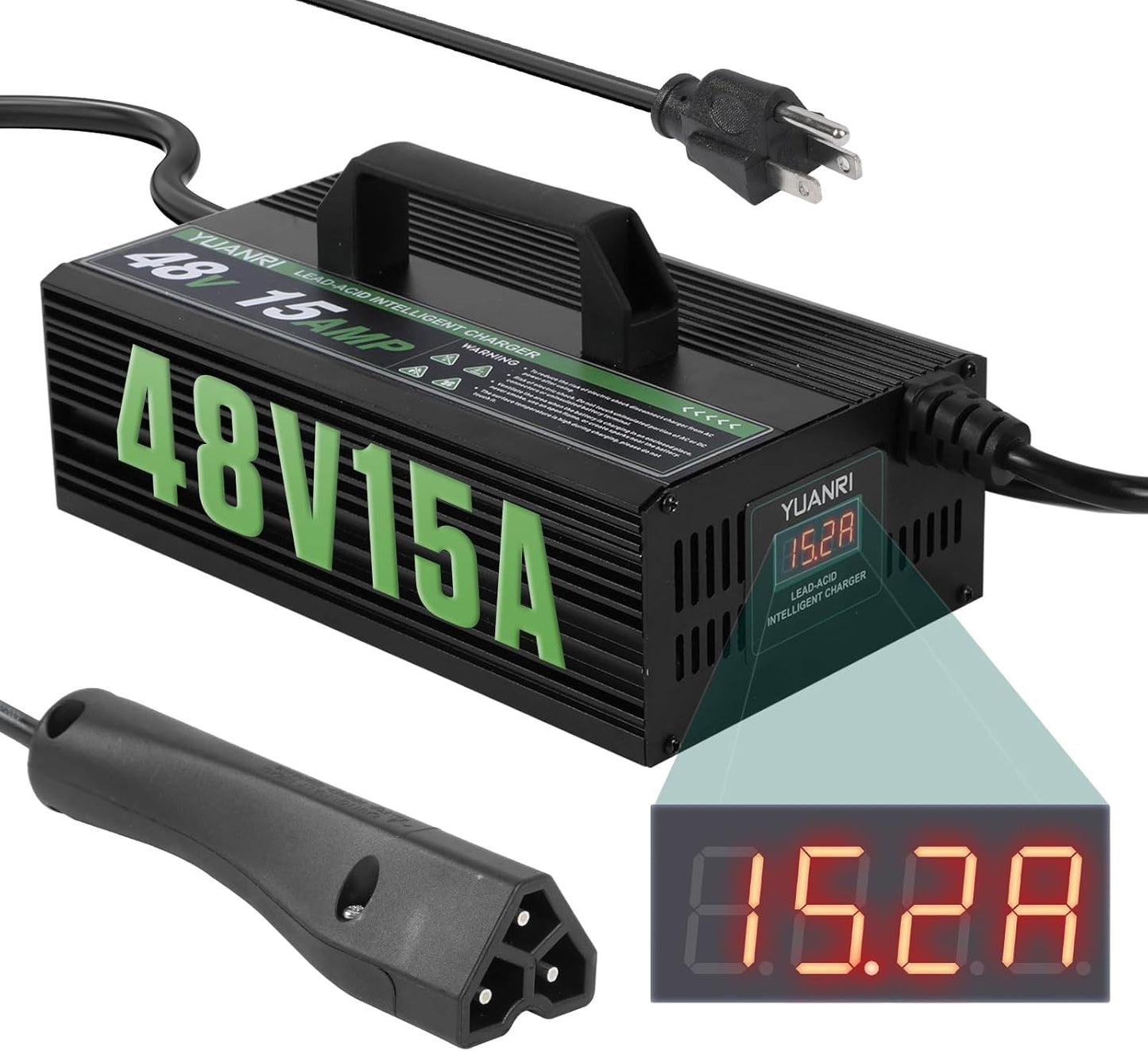 YUANRI Golf Cart Charger 48V: Fast Charging with LCD Display