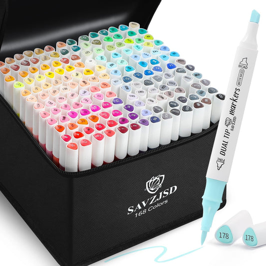168 Colors Dual Tip Markers Set for Creative Coloring Fun
