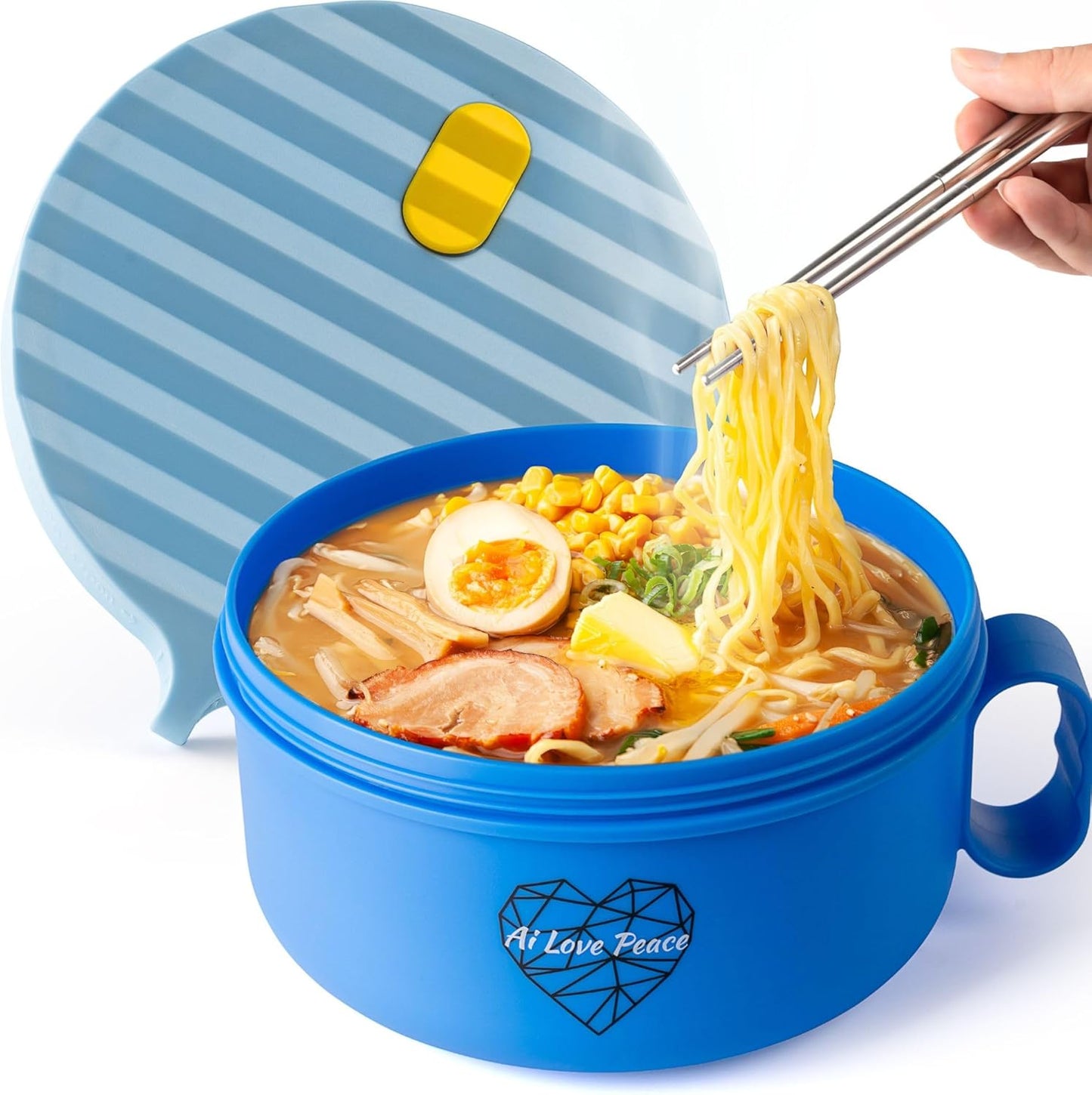 AI LOVE PEACE Ramen Bowl - Instant Noodle Cooker