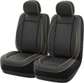 Front Seat Cover Leather 2-Pack for Honda CRV HRV Civic Accord - Black