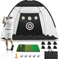 Golf Net 10x7FT Practice Net with Tri-Turf Mat - Backyard Driving