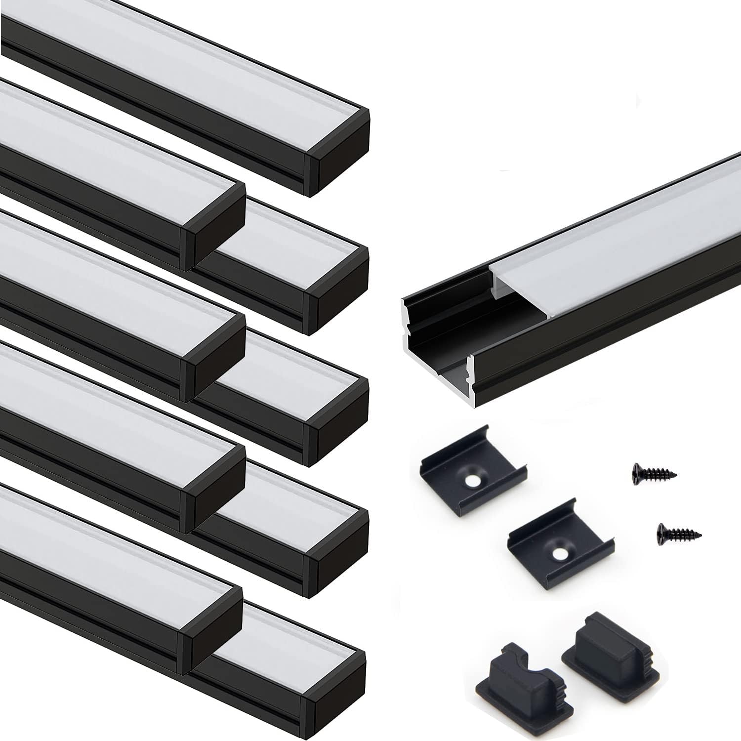 VST 10 Pack LED Aluminum Channel U Shape for Strip Lights