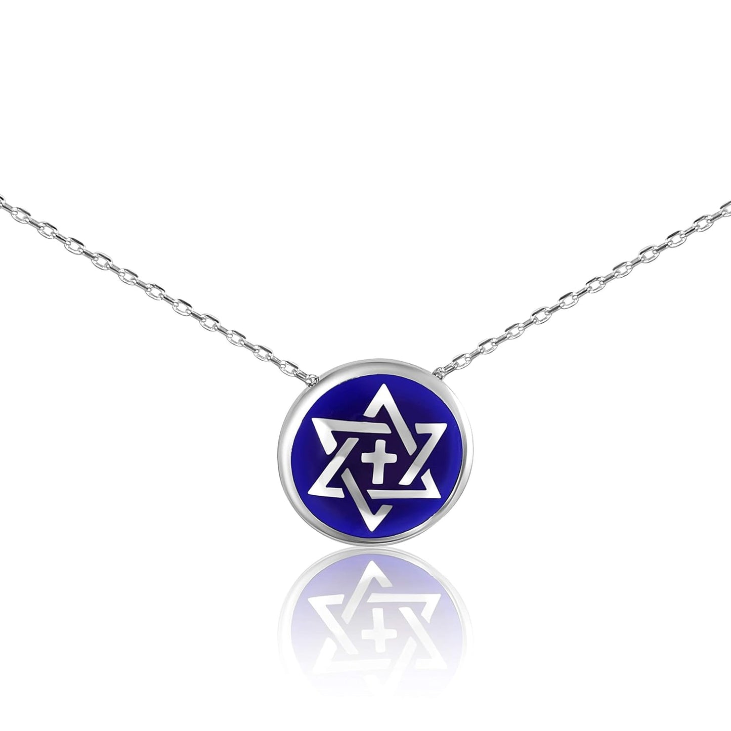 Unity Faith Necklace - Sterling Silver Star of David & Cross