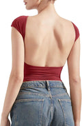 SUUKSESS Women Backless Sexy Open Back Y2K Basic Tee - Double Lined 8