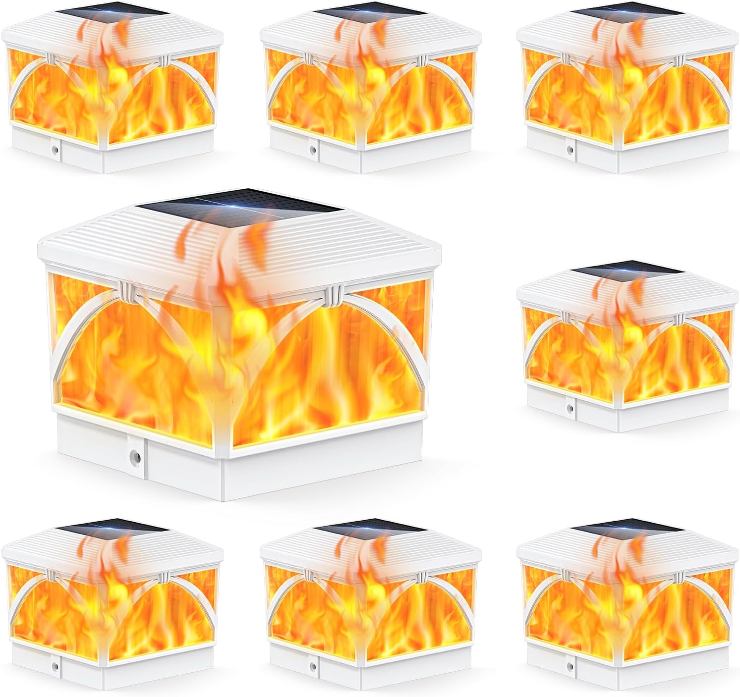 LETMY Solar Flame Post Cap Lights for Outdoor Decor and Lighting