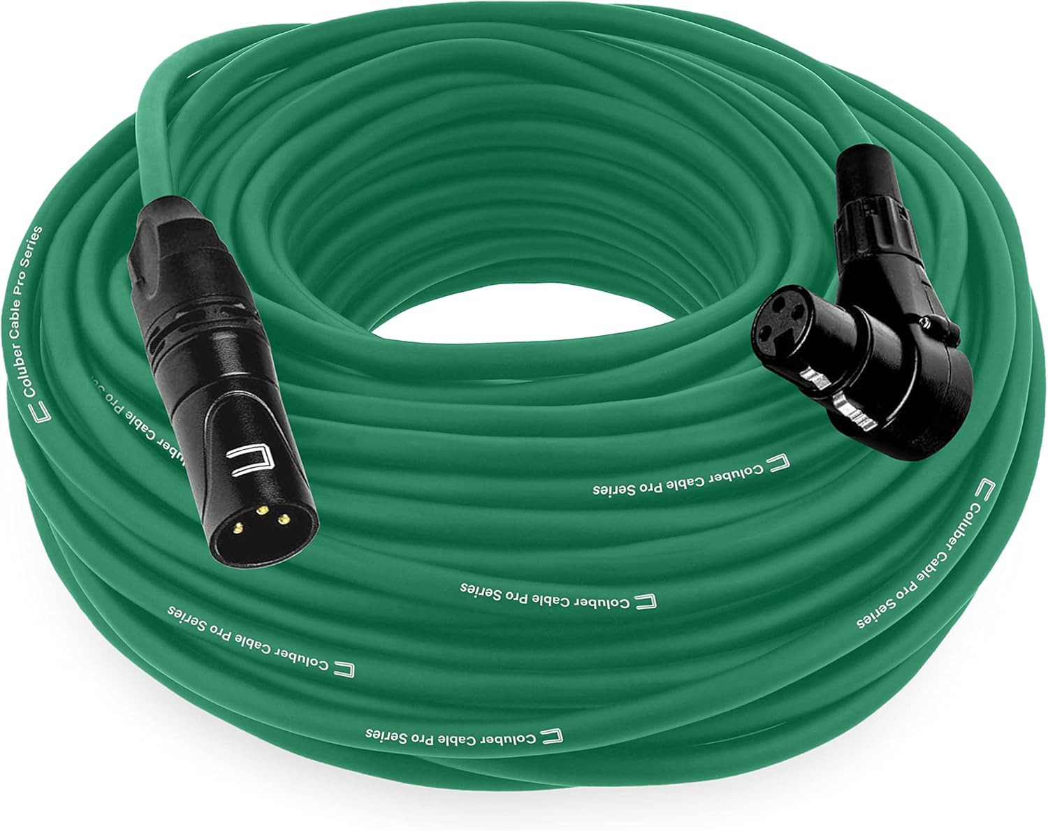 Balanced XLR Cable Male to Right Angle Female - 75 Feet Green