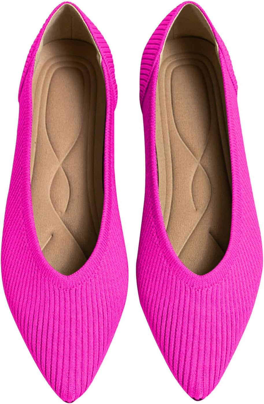 Women's Pointed Toe Knit Ballet Flats for All-Day Comfort