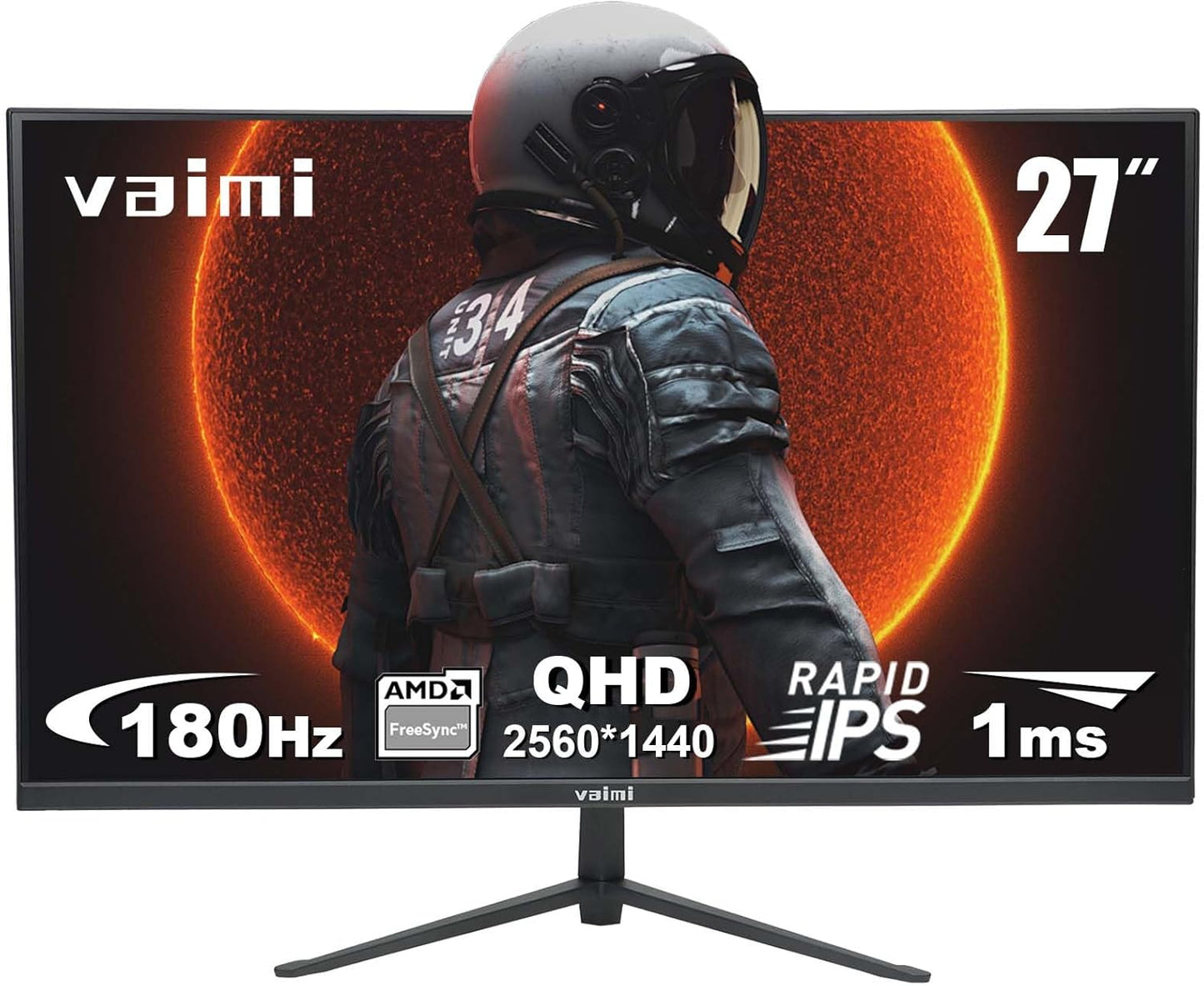 27 Inch WQHD Gaming Monitor with 180Hz Refresh Rate and 1ms Response