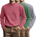 Riyiper 3-Pack Plus Size Men's Mock Turtleneck Shirts - Cotton Stretch