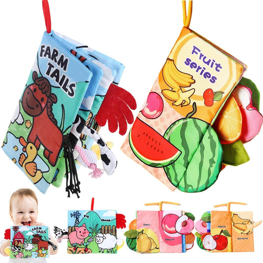 Soft Sensory Baby Cloth Book Set - Tummy Time & Stroller Toy