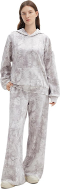 Women 2 Piece Oversized Hoodie Sweatshirt Wide Leg Sweatpants - Cozy