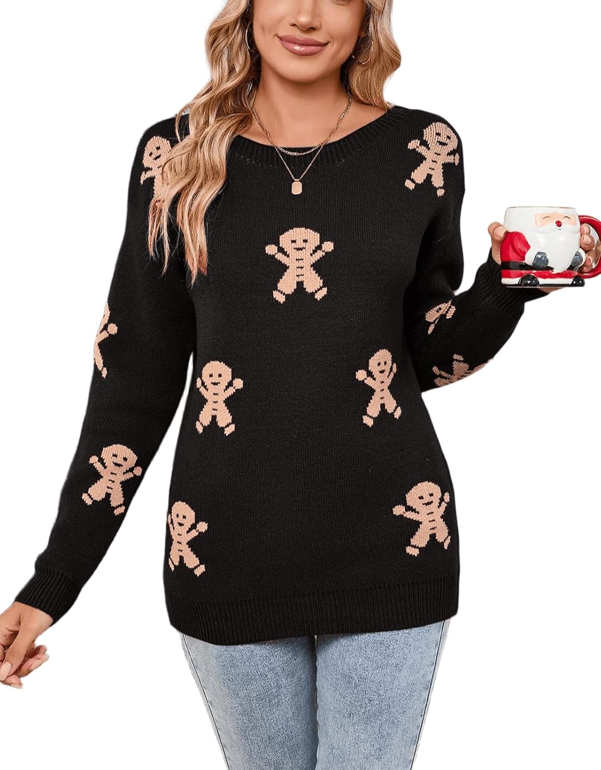 Women's Pullover Sweaters Long Sleeve Crew Neck Cute Multi-Hearts