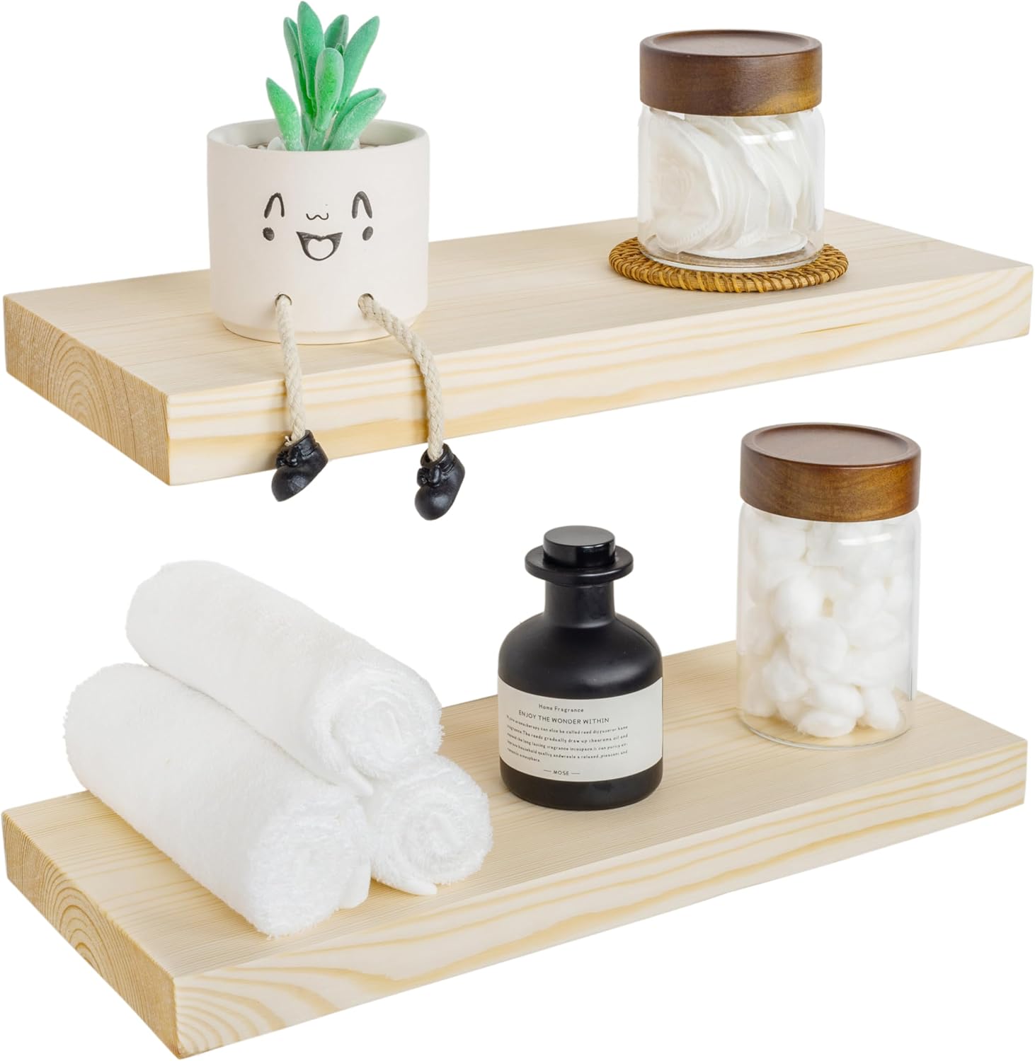 BGMG Wood Floating Shelves 16 inch for Rustic Home Decor