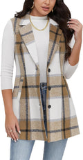 Plaid Vest for Women Sleeveless Blazer Jacket - Classic Wool Look
