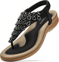 Womens Arch Support Slingback Sandals - Rhinestone Dressy Flats