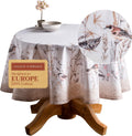 Round Cotton Tablecloth 63 in Meadow Florals - Elegant Dining