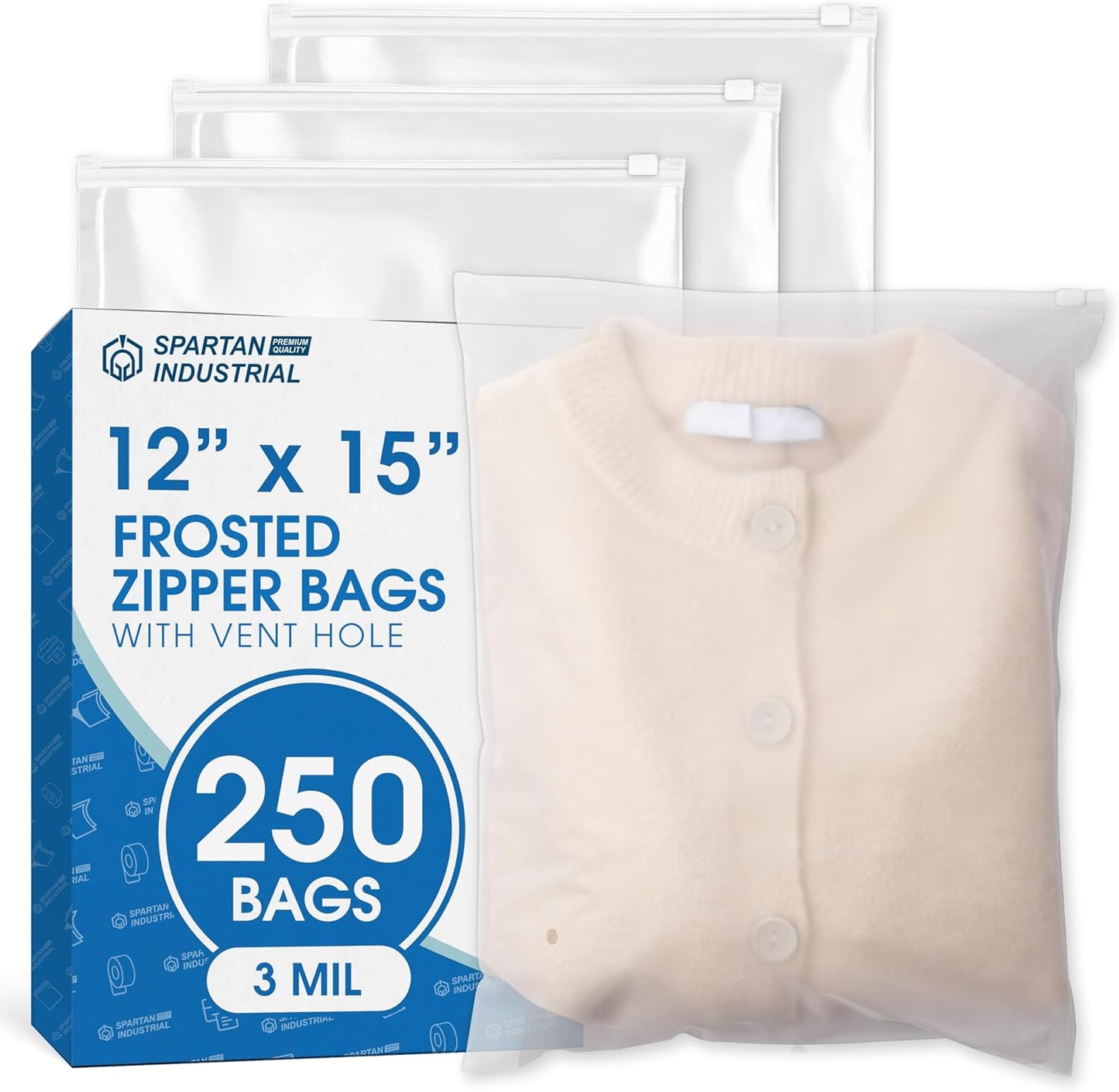 Spartan Industrial 12 X 15 Reclosable Zip Plastic Bags - 250 Count