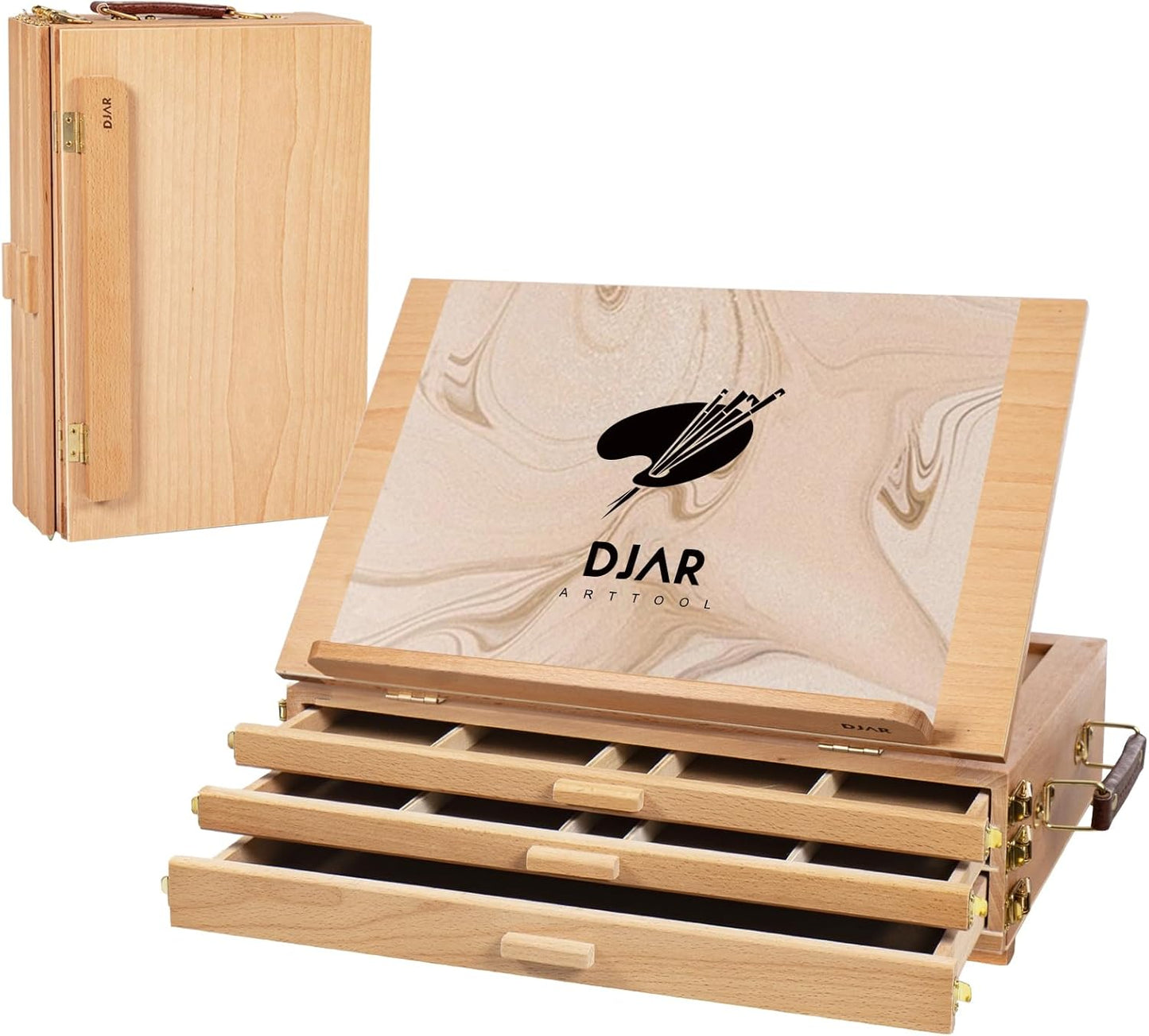 DJAR Tabletop Sketchbox Art Easel with 3 Drawer Storage