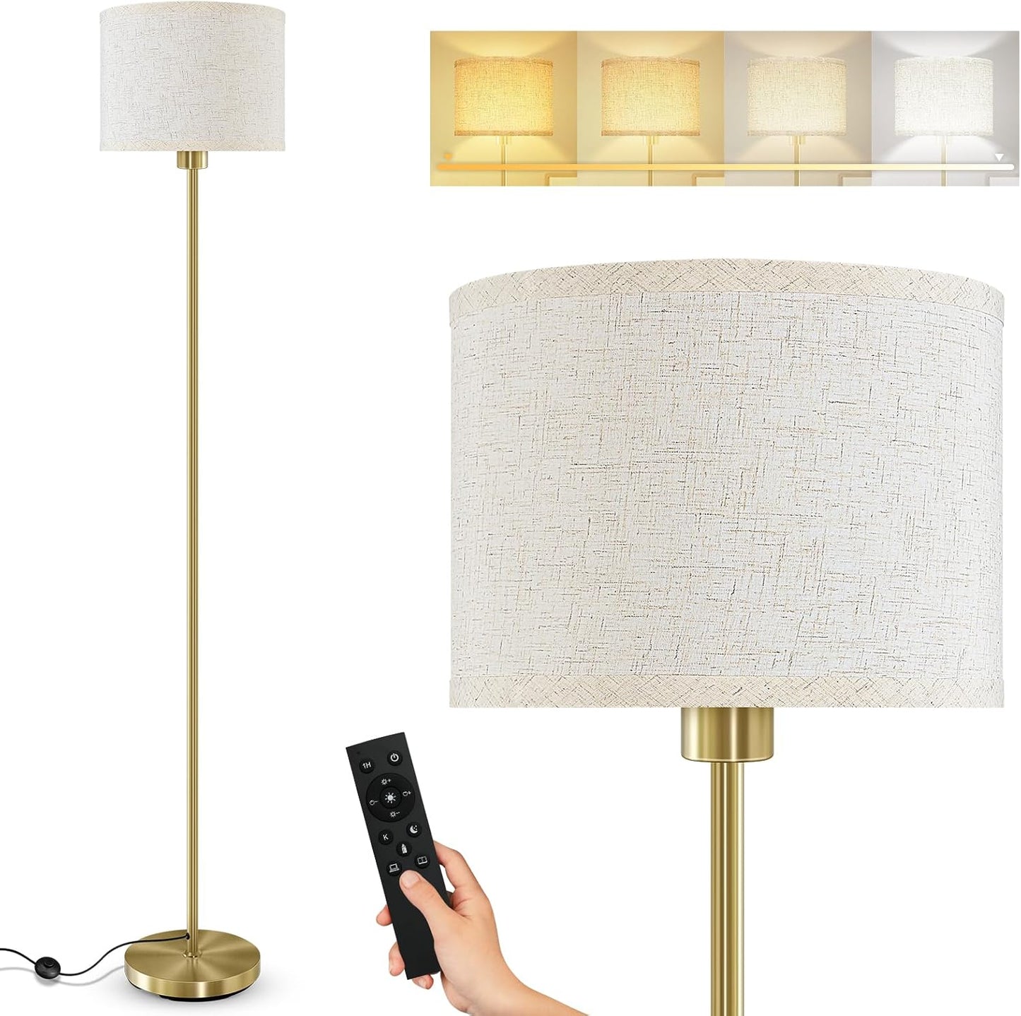 Stepless Dimmable Floor Lamp with Remote for Modern Living Rooms