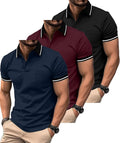 Men Polo Shirts 3 Pack Short Sleeve with Pocket - Moisture Wicking are