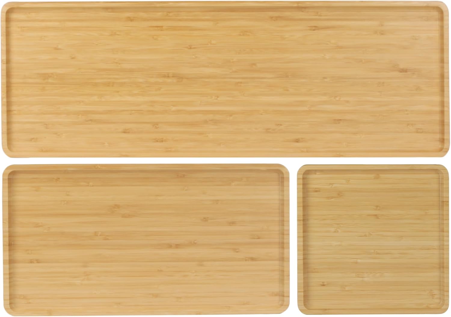 BambooMN Rectangular Nested Bamboo Serving Trays for Every Occasion