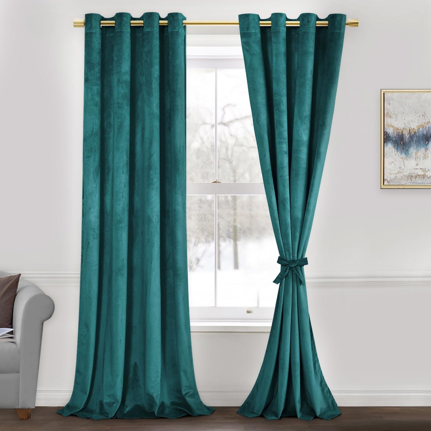 JIUZHEN Velvet Curtains 84 Inch Long for Living Room & Closet