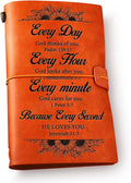 Bible Verse Leather Journal Notebook for Women - Rustic Sunflower