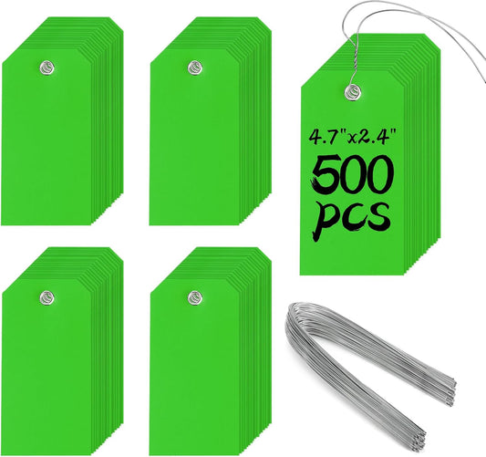 500 Pieces Plastic Shipping Tags with Wire for Heavy Duty Use