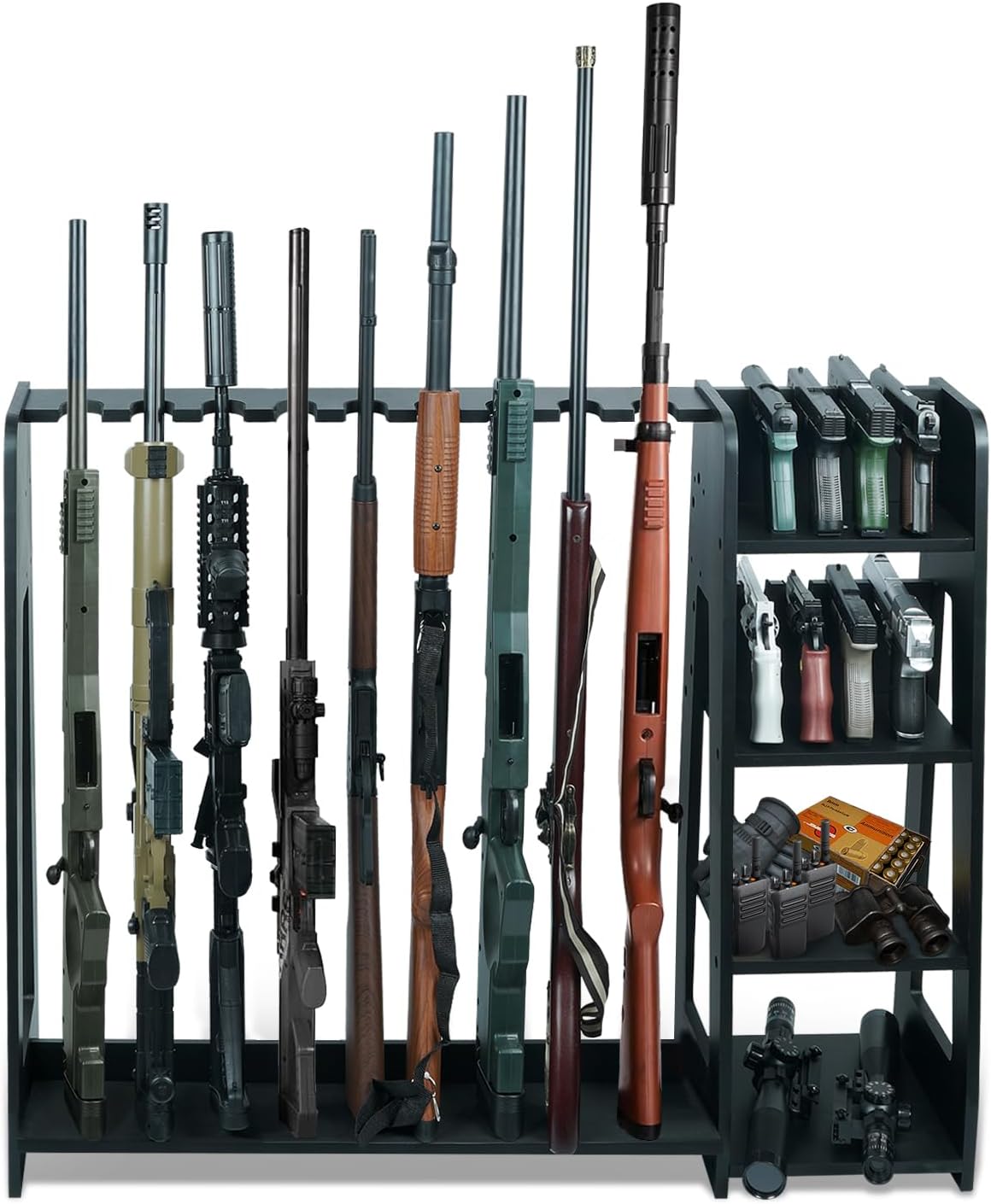 Wooden Rifle Racks with Pistol Rack for Indoor Gun Storage