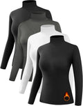 Womens Thermal Turtleneck 4 Pack - Fleece Lined Base Layer Tops