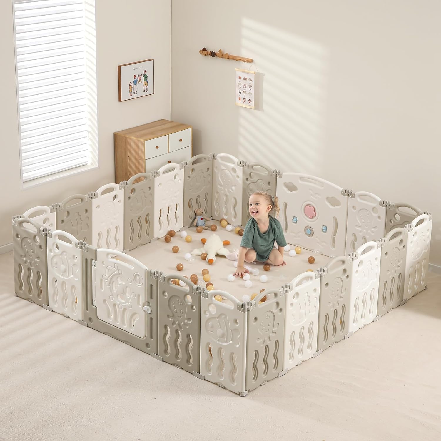 IFLETH Foldable Extra Large Baby Playpen - Portable Safety