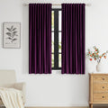 PRIMROSE Purple Velvet Curtains 63 in Panels - Blackout Luxury Drapes