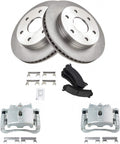 TRQ Front Ceramic Brake Pads Rotors & New Calipers Kit - Direct Fit