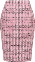 Wool Plaid Pencil Skirt High Waisted Midi - Classic Knee Length