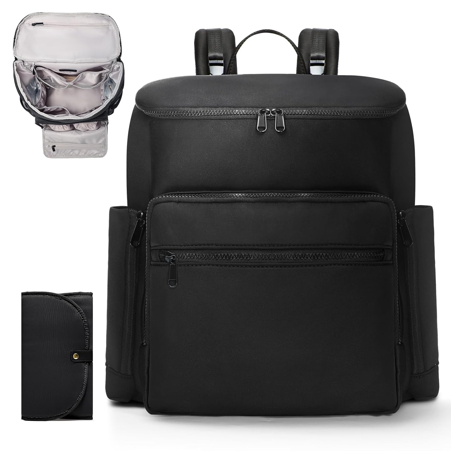 Large Neoprene Diaper Bag Backpack with Insulated Pockets