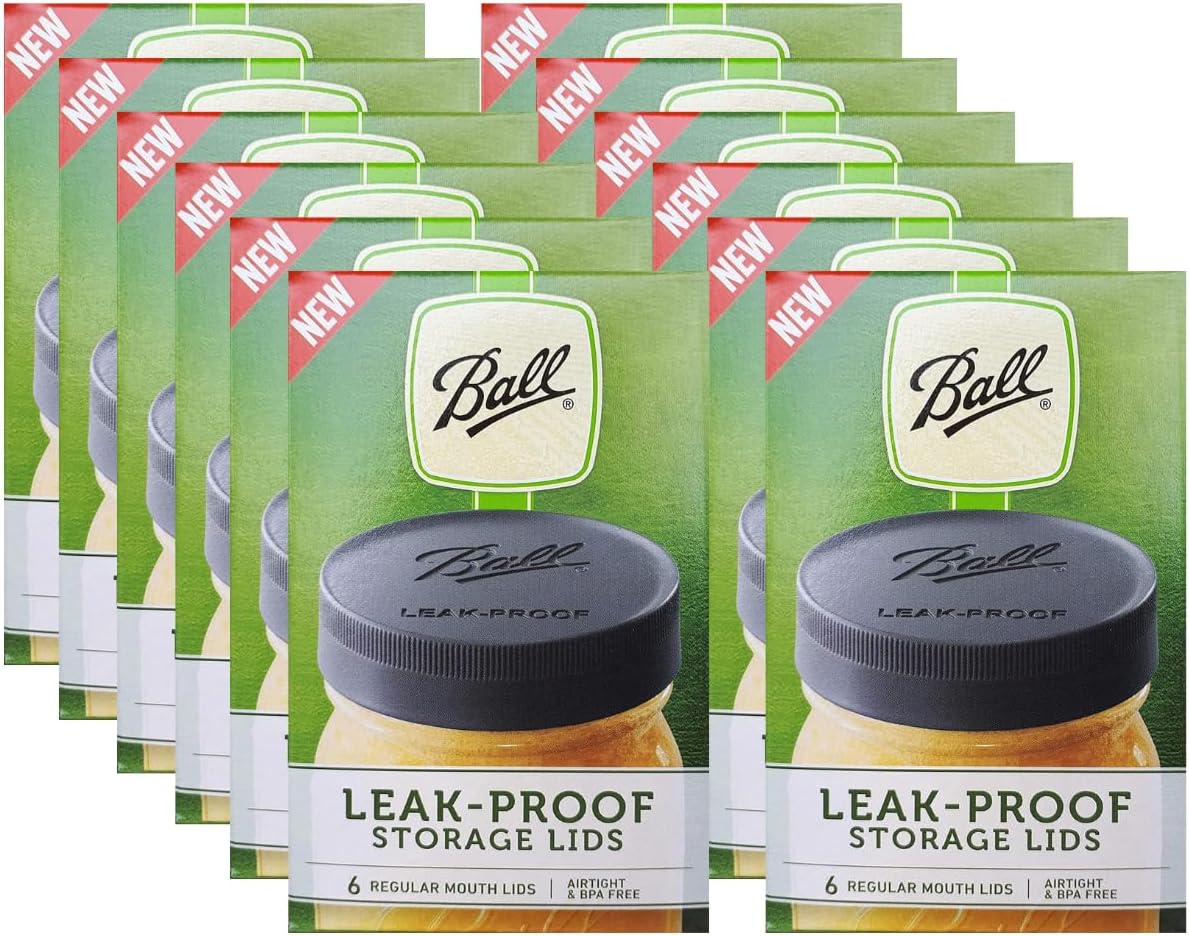 Ball Mason Jar Leak-Proof Lids for Regular Mouth Jars, 12 Pack